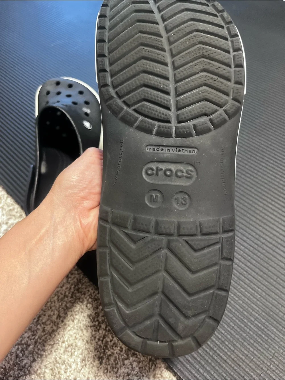 Crocs Crocband Platform Clogs Black White Men’s Size 13 Slip On Comfort Shoes